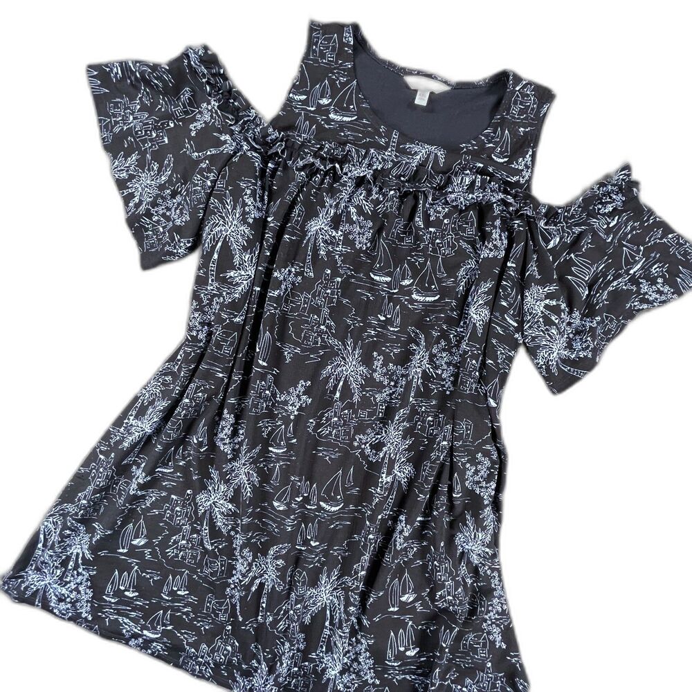 LC Lauren Conrad Toile Sailboat Palm Tree Dress XXL Coastal Resort Beach Summer